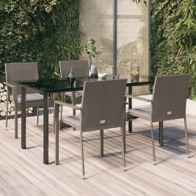 Garden dining set 5 pieces and cushions in black and gray synthetic rattan by vidaXL, Garden sets - Ref: Foro24-3185140, Pric...