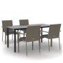 Set comedor jardín 5 pzas y cojines ratán sintético negro gris de vidaXL, Conjuntos de jardín - Ref: Foro24-3185140, Precio: ...