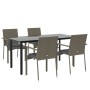 Set comedor jardín 5 pzas y cojines ratán sintético negro gris de vidaXL, Conjuntos de jardín - Ref: Foro24-3185140, Precio: ...