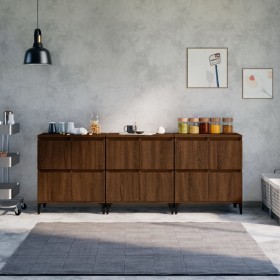 Sideboards 3 pcs oak brown plywood 60x35x70 cm by vidaXL, Sideboards - Ref: Foro24-3185782, Price: 205,99 €, Discount: %