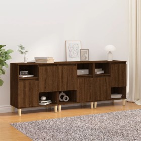 Sideboards 3 pcs oak brown plywood 60x35x70 cm by vidaXL, Sideboards - Ref: Foro24-3185742, Price: 154,99 €, Discount: %