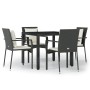 Set de muebles jardín 5 pzas con cojines ratán sintético negro de vidaXL, Conjuntos de jardín - Ref: Foro24-3157952, Precio: ...