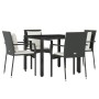 Set de muebles jardín 5 pzas con cojines ratán sintético negro de vidaXL, Conjuntos de jardín - Ref: Foro24-3157952, Precio: ...