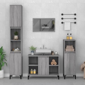 3-piece bathroom furniture set made of gray Sonoma plywood by vidaXL, Bathroom furniture - Ref: Foro24-3185627, Price: 197,99...