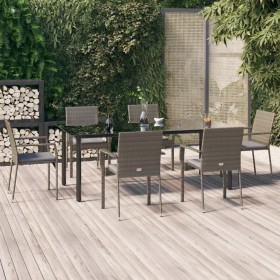 Garden dining set 7 pieces and black gray synthetic rattan cushions by vidaXL, Garden sets - Ref: Foro24-3185141, Price: 563,...