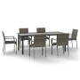 Set comedor jardín 7 pzas y cojines ratán sintético negro gris de vidaXL, Conjuntos de jardín - Ref: Foro24-3185141, Precio: ...