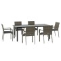 Set comedor jardín 7 pzas y cojines ratán sintético negro gris de vidaXL, Conjuntos de jardín - Ref: Foro24-3185141, Precio: ...