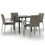 Set comedor jardín 5 pzas y cojines ratán sintético negro gris de vidaXL, Conjuntos de jardín - Ref: Foro24-3185138, Precio: ...