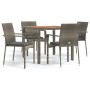 Set comedor de jardín 5 piezas con cojines ratán sintético gris de vidaXL, Conjuntos de jardín - Ref: Foro24-3184994, Precio:...