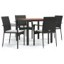 Set de muebles jardín 5 pzas con cojines ratán sintético negro de vidaXL, Conjuntos de jardín - Ref: Foro24-3184988, Precio: ...