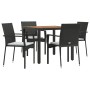 Set de muebles jardín 5 pzas con cojines ratán sintético negro de vidaXL, Conjuntos de jardín - Ref: Foro24-3184988, Precio: ...