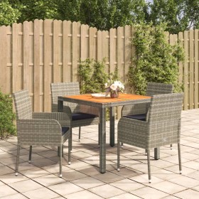 5-piece garden dining set with gray synthetic rattan cushions by vidaXL, Garden sets - Ref: Foro24-3185018, Price: 295,13 €, ...