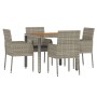 Set comedor de jardín 5 piezas con cojines ratán sintético gris de vidaXL, Conjuntos de jardín - Ref: Foro24-3185018, Precio:...