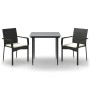 Set comedor de jardín 3 pzas con cojines ratán sintético negro de vidaXL, Conjuntos de jardín - Ref: Foro24-3185119, Precio: ...