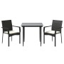 Set comedor de jardín 3 pzas con cojines ratán sintético negro de vidaXL, Conjuntos de jardín - Ref: Foro24-3185119, Precio: ...