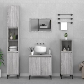 Sonoma gray plywood 3-piece bathroom furniture set by vidaXL, Bathroom furniture - Ref: Foro24-3185595, Price: 189,99 €, Disc...