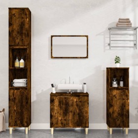 3-piece bathroom furniture set smoked oak plywood by vidaXL, Bathroom furniture - Ref: Foro24-3185586, Price: 176,99 €, Disco...