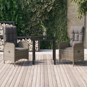 Garden dining set 3 pieces and black gray synthetic rattan cushions by vidaXL, Garden sets - Ref: Foro24-3185197, Price: 462,...