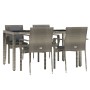 Set comedor de jardín 5 piezas con cojines ratán sintético gris de vidaXL, Conjuntos de jardín - Ref: Foro24-3157959, Precio:...