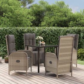 Garten-Essgruppe 5-teilig und schwarzgraue Kissen aus synthetischem Rattan von vidaXL, Gartensets - Ref: Foro24-3185205, Prei...