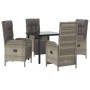 Set comedor jardín 5 pzas y cojines ratán sintético negro gris de vidaXL, Conjuntos de jardín - Ref: Foro24-3185205, Precio: ...