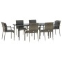 Set comedor jardín 7 pzas y cojines ratán sintético negro gris de vidaXL, Conjuntos de jardín - Ref: Foro24-3185105, Precio: ...