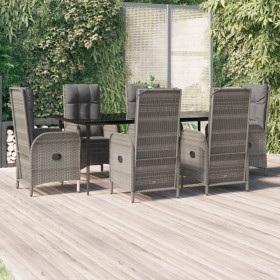 Garden dining set 7 pieces and black gray synthetic rattan cushions by vidaXL, Garden sets - Ref: Foro24-3185183, Price: 1,00...