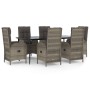 Set comedor jardín 7 pzas y cojines ratán sintético negro gris de vidaXL, Conjuntos de jardín - Ref: Foro24-3185183, Precio: ...