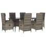 Set comedor jardín 7 pzas y cojines ratán sintético negro gris de vidaXL, Conjuntos de jardín - Ref: Foro24-3185183, Precio: ...