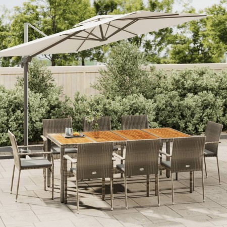 Garden dining set 9 pieces and gray synthetic rattan cushions by vidaXL, Garden sets - Ref: Foro24-3184998, Price: 593,59 €, ...