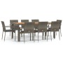 Garden dining set 9 pieces and gray synthetic rattan cushions by vidaXL, Garden sets - Ref: Foro24-3184998, Price: 593,59 €, ...