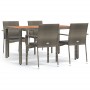 Set comedor de jardín 5 piezas con cojines ratán sintético gris de vidaXL, Conjuntos de jardín - Ref: Foro24-3184995, Precio:...