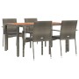 Set comedor de jardín 5 piezas con cojines ratán sintético gris de vidaXL, Conjuntos de jardín - Ref: Foro24-3184995, Precio:...