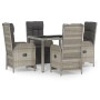 Set comedor de jardín 5 piezas con cojines ratán sintético gris de vidaXL, Conjuntos de jardín - Ref: Foro24-3185030, Precio:...