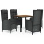 Set de muebles jardín 5 pzas con cojines ratán sintético negro de vidaXL, Conjuntos de jardín - Ref: Foro24-3185069, Precio: ...