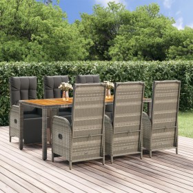 Garden dining set 7 pieces and gray synthetic rattan cushions by vidaXL, Garden sets - Ref: Foro24-3185048, Price: 1,00 €, Di...