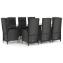 Set de comedor de jardín 9 pzas y cojines ratán sintético negro de vidaXL, Conjuntos de jardín - Ref: Foro24-3185174, Precio:...