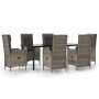 Set comedor jardín 7 pzas y cojines ratán sintético negro gris de vidaXL, Conjuntos de jardín - Ref: Foro24-3185203, Precio: ...