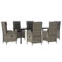 Set comedor jardín 7 pzas y cojines ratán sintético negro gris de vidaXL, Conjuntos de jardín - Ref: Foro24-3185203, Precio: ...