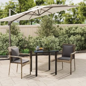 Garden dining set 3 pieces and black gray synthetic rattan cushions by vidaXL, Garden sets - Ref: Foro24-3185113, Price: 170,...