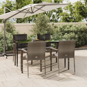 Garten-Essgruppe 5-teilig und schwarzgraue Kissen aus synthetischem Rattan von vidaXL, Gartensets - Ref: Foro24-3185103, Prei...