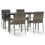 Set comedor jardín 5 pzas y cojines ratán sintético negro gris de vidaXL, Conjuntos de jardín - Ref: Foro24-3185103, Precio: ...