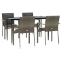 Set comedor jardín 5 pzas y cojines ratán sintético negro gris de vidaXL, Conjuntos de jardín - Ref: Foro24-3185103, Precio: ...