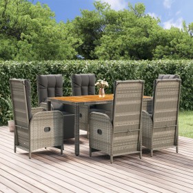 Garden dining set 7 pieces and gray synthetic rattan cushions by vidaXL, Garden sets - Ref: Foro24-3185047, Price: 1,00 €, Di...