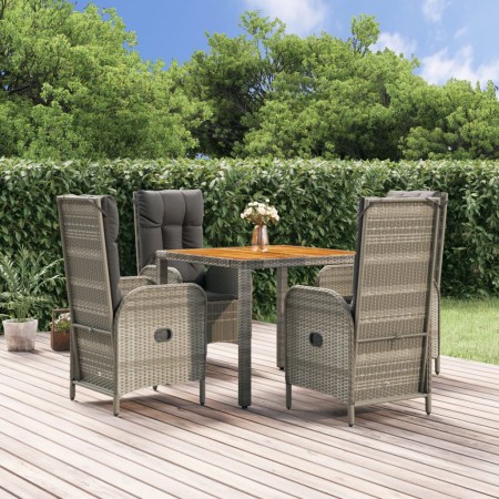 Set comedor de jardín 5 piezas con cojines ratán sintético gris de vidaXL, Conjuntos de jardín - Ref: Foro24-3185039, Precio:...