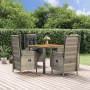 5-teiliges Garten-Esszimmerset mit synthetischen Rattankissen grau von vidaXL, Gartensets - Ref: Foro24-3185039, Preis: 878,2...