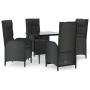 Set de muebles jardín 5 pzas con cojines ratán sintético negro de vidaXL, Conjuntos de jardín - Ref: Foro24-3185175, Precio: ...