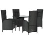 Set de muebles jardín 5 pzas con cojines ratán sintético negro de vidaXL, Conjuntos de jardín - Ref: Foro24-3185175, Precio: ...