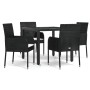 Set de muebles jardín 5 pzas con cojines ratán sintético negro de vidaXL, Conjuntos de jardín - Ref: Foro24-3185000, Precio: ...