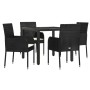 Set de muebles jardín 5 pzas con cojines ratán sintético negro de vidaXL, Conjuntos de jardín - Ref: Foro24-3185000, Precio: ...